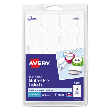 Avery® Removable Multi-use Labels, Inkjet-laser Printers, 1" Dia., White, 12-sheet, 50 Sheets-pack, (5410) freeshipping - TVN Wholesale